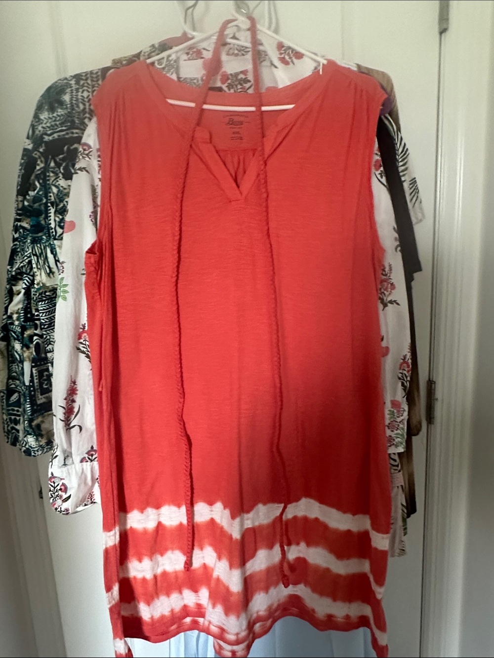 Bass Coral and White Tie-Dye Sleeveless Tunic